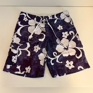 Hawaii Floral Navy Swim Shorts Size 36